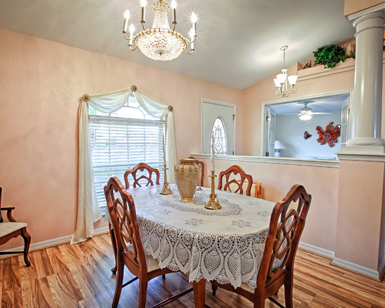 Summerfield 17468 In Stunning Summerfield 17468 Dining Space In Traditional Design Furnished With White Cloth Covered Table And Classic Wooden Chairs Decoration  Beautiful Decoration Ideas To Create Cheerful Performance 