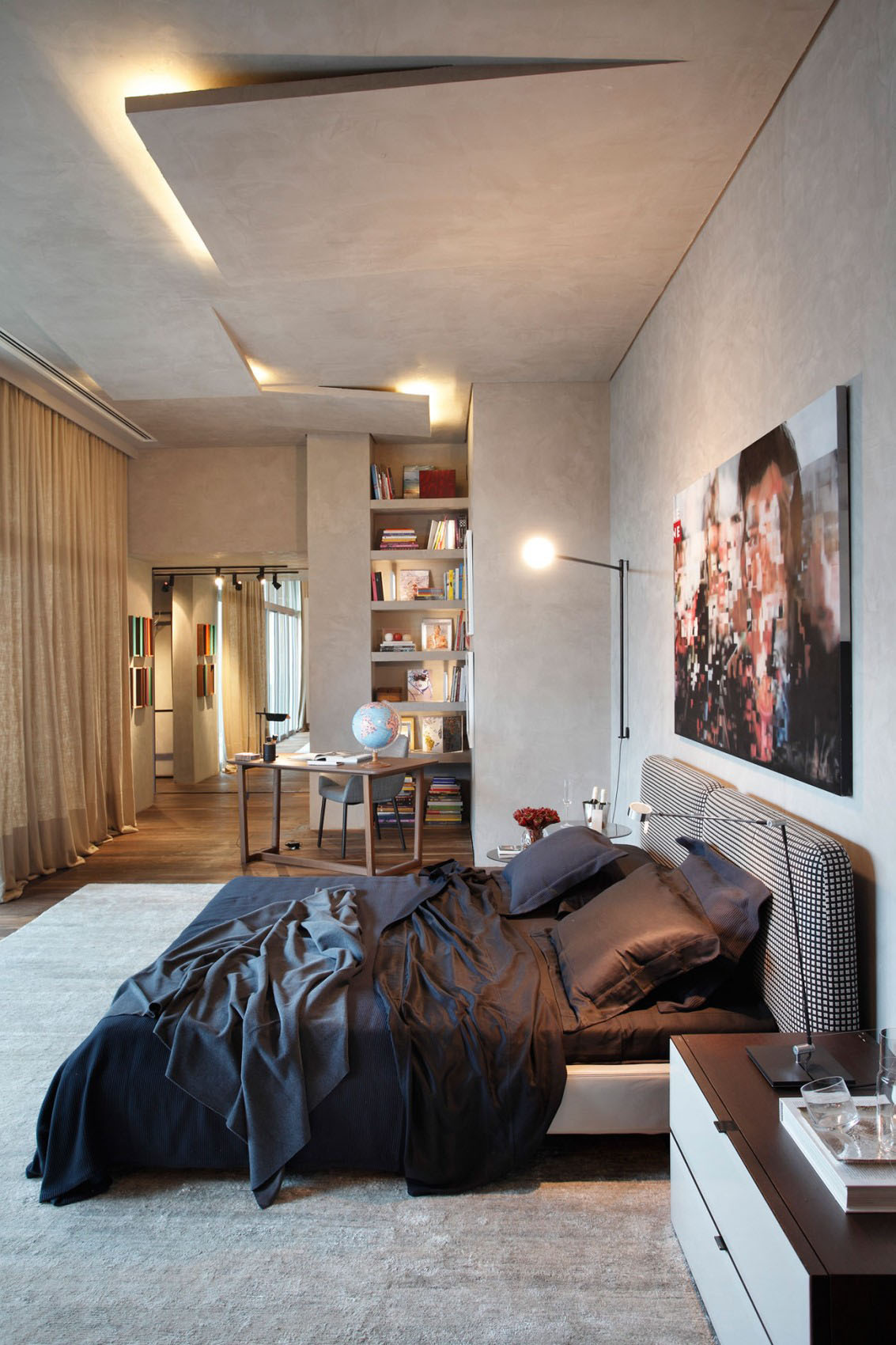 Bedroom Of By Stylish Bedroom Of Casa Cor By Gisele Taranto Architecture Completed With Modern Low Profile Bed And Home Office Area Bedroom  Bedroom Design Performing Eclectic Splendor 