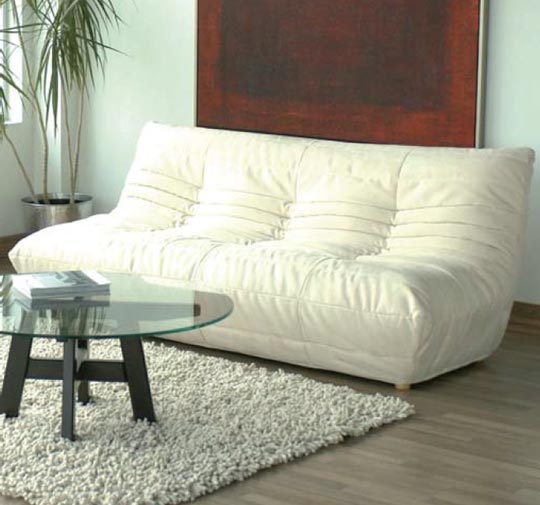Living Room White Stylish Living Room Design With White Bright Color Togo Sofa Round Glass Coffee Table White Rug Furniture  Togo Sofa Adding Contemporary Touch Instantly For Your Room 