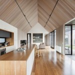 Sea View Sloping Stylish Sea View House With Sloping Design Of Wooden Ceiling Also Hardwood Floor Installation Also Wood Kitchen Island And Kitchen Sink Also Glass Door Architecture  Modern Rural Home Featuring Comfortable Airy Interior 