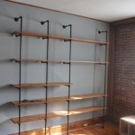 Wooden Shelves Diy Tidy Wooden Shelves Completing The Diy Wood And Pipes Shelving System Placed Near The Exposed Brick Wall Furniture  Home Furniture Made From Upcycled Steel Pipes 