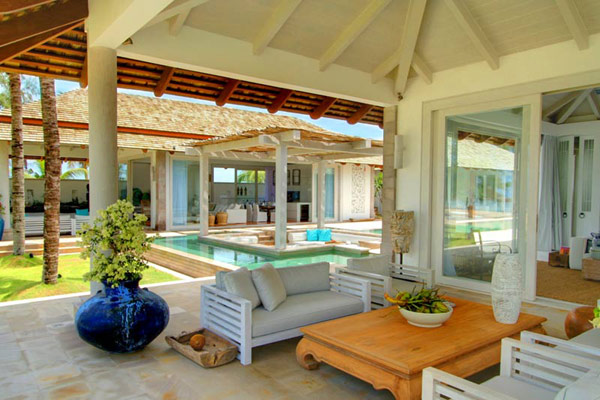 In White And Touch In White Wooden Chairs And Quadrangle Low Table Pool  Swimming Pool Designs For Exquisite Modern Villa 