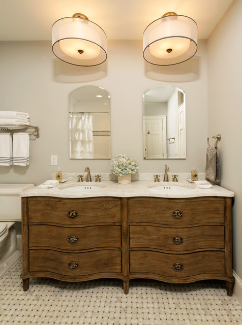 Bathroom Near Also Traditional Bathroom Near Marble Top Also Double Sinks Applied Twin Wall Mirror Decoration  Captivating Wood Dresser Showing Modesty Looks 