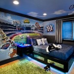 The Kids A Turn The Kids Room Into A Baseball Heaven Equipped With Wooden Flooring Unit And Blue Bedding Unit Ideas Plan Decoration  Sport Wall Mural Theme In Various Ideas 