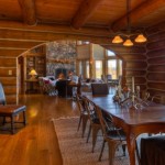 Contemporary Teak Log Unusual Contemporary Teak Wood Luxury Log Home Plans Design Applied For Dining Room Interior Design In Brown Color Dominant Architecture  Luxury Log Home Plans For Bold Natural Image 