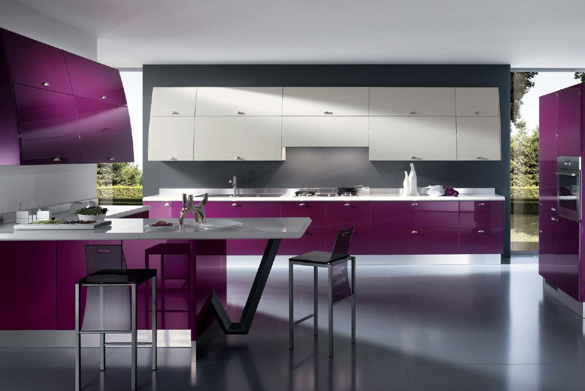Italian Kitchen Purple Vivacious Italian Kitchen Design In Purple Color Dominant Combined In White Color Decoration Finished In Modern Interior Style Kitchen  Stunning Italian Kitchen Design As One Of Great Choices 