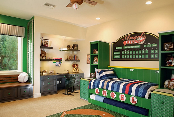 Baseball Becomes Of When Baseball Becomes A Way Of Life Equipped With Best Furniture Design With Green Color Ideas And Cream Carpet Design Ideas Decoration  Sport Wall Mural Theme In Various Ideas 