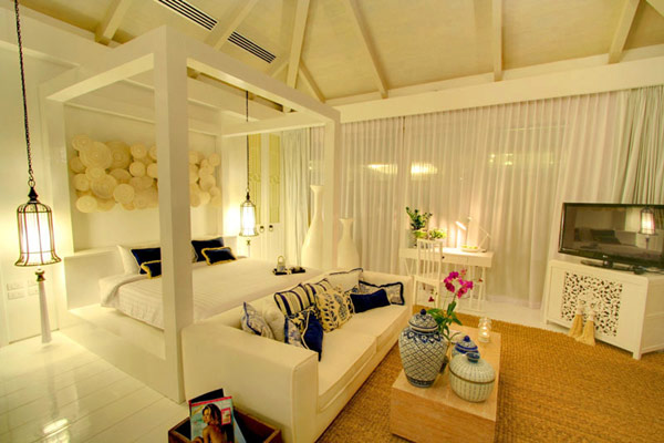 Bedroom With Sofa White Bedroom With A Lounge Sofa In The Luxury Pool  Swimming Pool Designs For Exquisite Modern Villa 