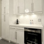 Kitchen Cabinets Stone White Kitchen Cabinets And Grey Stone Floor In The Kitchen With Bright LED Lamps Kitchen  Modern Kitchen Cabinets With Additional Decorations 