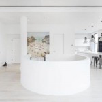 Rounded Wall Staircase White Rounded Wall Covering The Staircase In Flatiron Apartment Loft Open Floor To Kitchen With White Oak Floor Decoration  Minimalist White Loft Designs With Classic Look To Express Your Self 