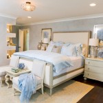 Stand Beside That White Stand Beside The Bed That Applied Blue Pillows Also Upholstered Headboard  Fashionable Small Dresser Which Providing Spacious Areas 