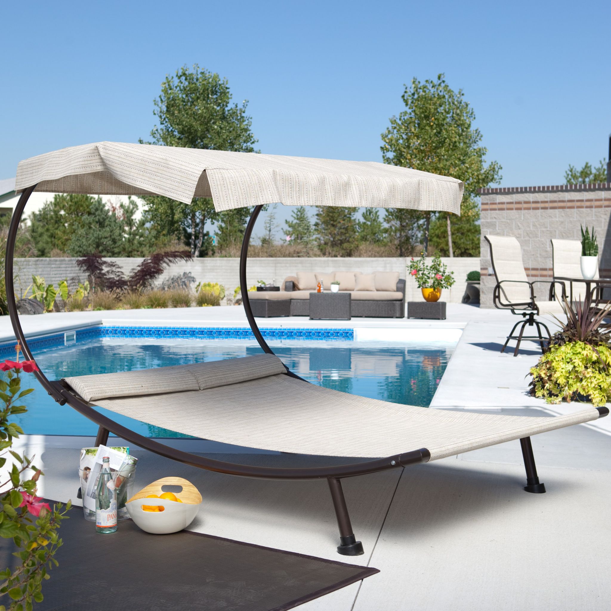 Canopy For Chaise Wide Canopy For Contemporary Outdoor Chaise Lounge With Metal Legs On Concrete Flooring Outdoor Outdoor Chaise Lounge For Backyard Pool