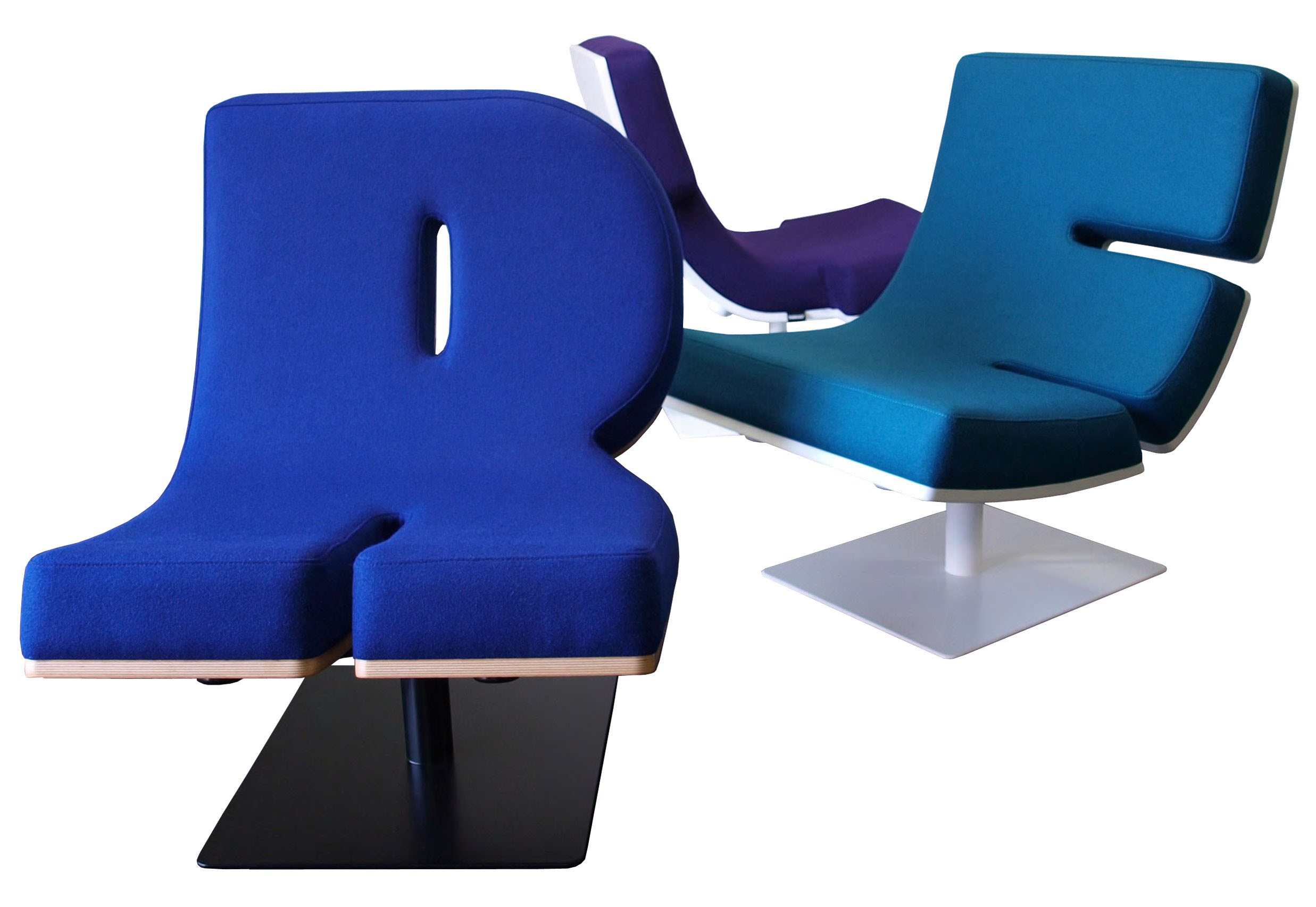 Chairs Design Tabisso Wonderful Chairs Design Of Typographic Tabisso With Shape Of R E And J Letters With Dark Blue And Purple Colors Furniture  Fantastic Unique Furniture Idea For Creating Personalized Rooms 