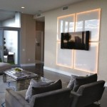 Tv Wall Lighting Wonderful Tv Wall Mount Led Lighting Applied Inside Contemporary Sitting Space With Gray Sofa And Chairs Living Room  Living Room Interior Ideas For Comfortable Seating Area 