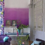 Violet Room In Wonderful Violet Room Wall Design In Traditional House With Blue Console Table And Green Chair Also Purple Sofa Interior Design  Ombre Color Decor For Unique Atmosphere In Your Interior 