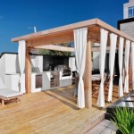 Wooden Pergola Canvas Wonderful Wooden Pergola Completing White Canvas On A Green Roof Residence Terrace With White Barbeque Counter Garden  Roof Garden Brings Harmony Sensation In Montreal 