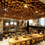 Sticks On And Wooden Sticks On The Ceiling And Wood Dressers Instead Of Vault Decoration  Cafe Design Concept With Wooden Materials From Starbucks Coffee Lab 