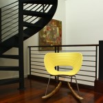 Color Placed Near Yellow Color Placed On Hallway Near Modern Spiral Staircase Furniture  Entertaining Rocking Chair Ideas 