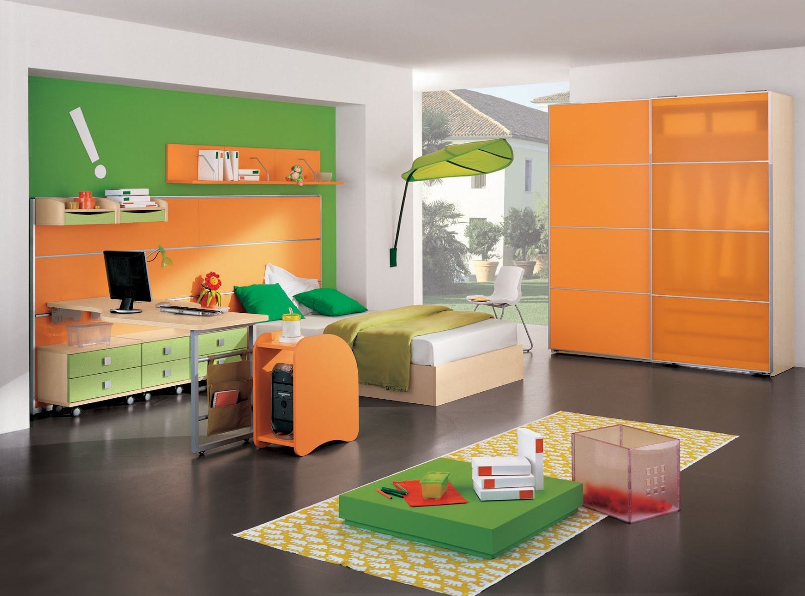Boys Room Applying Admirable Boys Room Paint Ideas Applying Green And Orange Color With Single Bed And Cabinet Furnished With Desk And Completed With White Chair Kids Room Boys Room Paint Ideas With Simple Design
