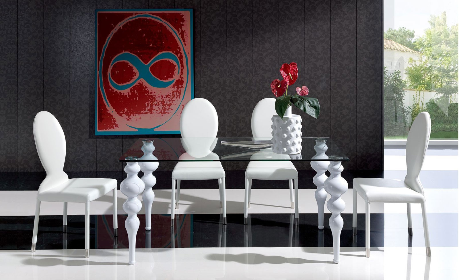 Modern Dining By Admirable Modern Dining Room Completed By Modern Dining Room Sets With White Chairs And Glass Table Furnished With Vase Flowers Table Decoration Dining Room The Best Modern Dining Room Sets