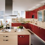 Modern Kitchen Decorating Admirable Modern Kitchen With Kitchen Decorating Ideas Applying Red And White Interior Furnished With Electric Range On Kitchen Island And Completed With Cupboard An Interesting Kitchen Decorating Ideas