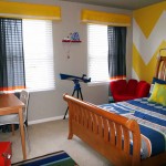 Kids Bedroom And Adorable Kids Bedroom Applying White And Yellow Accent Wall Color Matched With Black Kids Room Curtains Completed With Wooden Platform Bed Also Desk And Furnished With White And Red Chair Decoration The Better Appearance Through The Kids Room Curtains