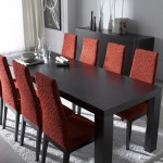 Red Chairs Black Adorable Red Chairs Matched With Black Table On White Rug Of Contemporary Dining Room Sets Completed By Plates And Cups And Furnished With Cupboard Dining Room The Design Contemporary Dining Room Sets