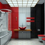Red Vessel Superb Adorable Red Vessel Sink And Superb Colorful Tile Backsplash In Stupendous Modern Bathroom Bathroom Modern Bathroom Interior Designs That Make Elegant And Luxurious Statement