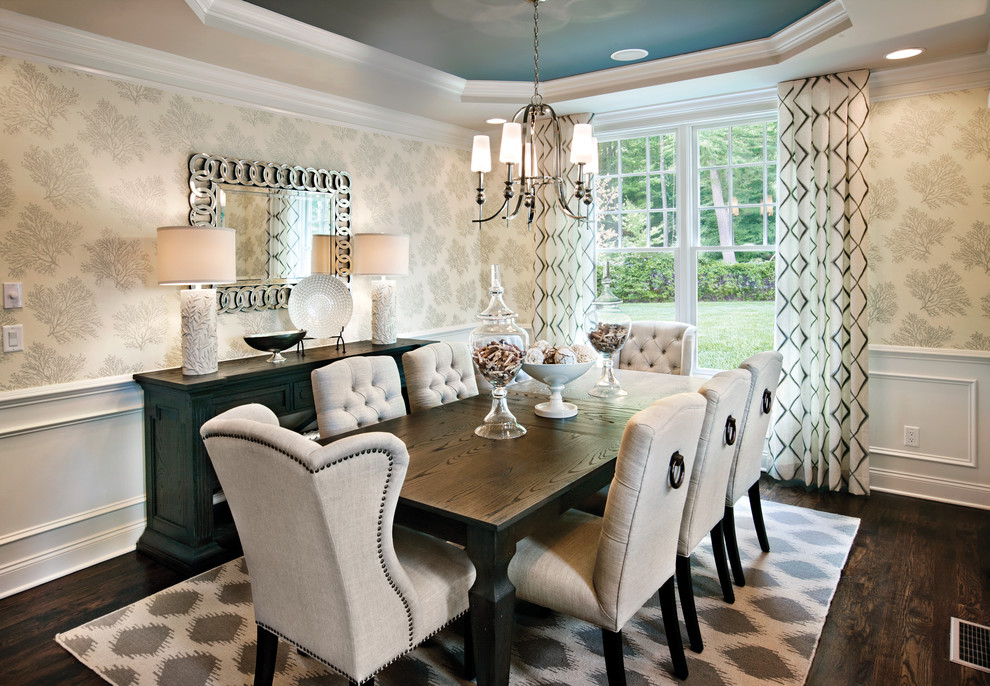 Dining Room Window Alluring Dining Room With Tile Window Facing Table And Upholstered Dining Chairs On Carpet Dining Room Upholstered Dining Chairs For Perfect Contemporary Looks
