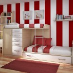 Tripped Red Bedroom Alluring Tripped Red White Kids Bedroom Wall Design Mixed Vogue Bunk Beds With Storage Bedroom Marvelous And Exciting Kids Bedroom Designs