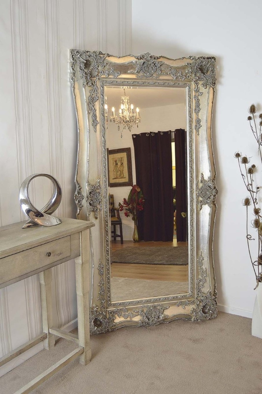Corner Wall Carving Amazing Corner Wall Mirror With Carving Detailing Frame Idea Plus Rustic Narrow Console Table Interior Design  Large Wall Mirrors Beautifying Each Your Interior Space Well 