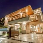 Exterior Lighting House Amazing Exterior Lighting Twin Courtyard House Modern Decorating Ideas With White And Brown Color Plus Cladding Ceiling Design And Wooden Gate Architecture Spacious Modern Home With Large Windows On The Walls