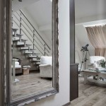 Gray Wood And Amazing Gray Wood Flooring Design And Unusual Large Wall Mirror Feat Metal Floating Staircase Idea House Designs  Maximize Your Reflection On A Large Wall Mirror 