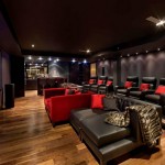 Home Theater Painted Amazing Home Theater With Black Painted Wall To Ceiling Idea Feat Wood Floor Design Plus Comfy Leather Furniture Decoration  Make Your Own Private Home Theatre 