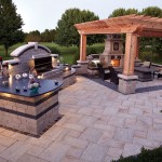 Pergola And Feat Amazing Pergola And Stone Fireplace Feat Luxurious Outdoor Kitchen Idea With Alfresco Eating Zone Kitchen Outdoor Kitchen Design For A Wonderful Patio