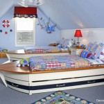 Sailor Kids For Amazing Sailor Kids Room Furniture For Boys Design Ideas With Cool Double Ship Shape Beds And Charming Striped Bed Line Also Creative Storage Under The Bed Idea Plus Red Bed Lamp And Ceiling Fan Furniture Composing The Special Type Of Kids Room Furniture