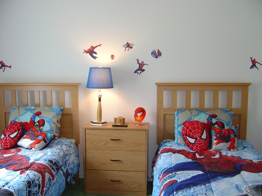 Spiderman Wall Superhero Amazing Spider Man Wall Decal In Superhero Twin Bedroom Sets For Boy With Blue Table Lamp Bedroom Creative Twin Bedroom Sets Ideas That Overflow With Style