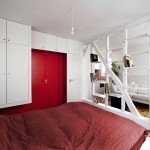 White Bookcase Mixed Amazing White Bookcase Room Divider Mixed With Red Bedroom Door In Enthralling Decorating Small Apartment Apartment Decorating Small Apartment Interior Ideas Exceptionally With Extraordinary Features