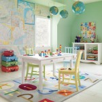 Kids Room Room Amusing Kids Room With Kids Room Rugs Furnished With White Table With Yellow And Blue Also Green Chairs And Completed With Hanging Globes Decorations Kids Room Kids Room Rugs: Between Classic And Modern Style