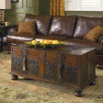Trunk Coffee And Antique Trunk Coffee Table Design And Embroidered Area Carpet Plus Chocolate Leather Sofa On Rustic Living Room Inspiration Living Room  Cozy Stylish Modern Living Room Ideas With Outdoor Beautiful Scenery 