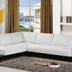 Living Room White Apartment Living Room Filled Stylish White Leather Sectional Sofa With Built In Side Tables Plus Modern Rectangular Rug Or Tall Corner Window Idea Furniture  Awesome Modern Luxury White Leather Sofa 