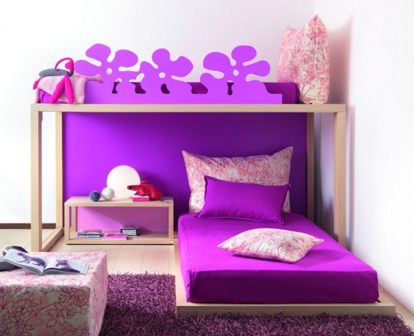 Contemporary Bedroom Bedroom Appealing Contemporary Bedroom Applying Girls Bedroom Furniture With Bunk Bed In Purple Themes Completed With Soft Rug And Table For Bedroom Decorations Bedroom Girls Bedroom Furniture: The Beach Condo Ideas