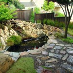 Path Design Mini Appealing Path Design Also Pretty Mini Garden Pond With Large Rock Surround Also Waterfall And Decorative Fence Decoration Wonderful Garden Pond Ideas With Koi Fish