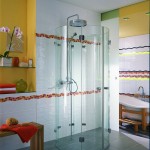 Clear Glass Small Astonishing Clear Glass Shower Bath Of Small Bathroom Remodel Applying Round Design Completed By Shower Head And Furnished With Wooden Bench Bathroom Comfortable Small Bathroom Ideas For Washing In Charming Style
