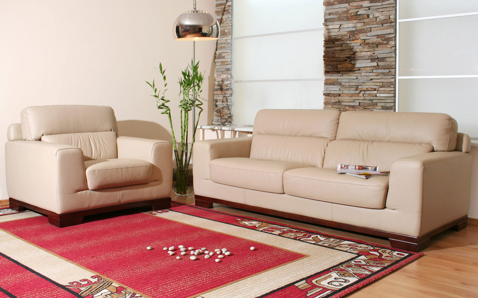Loveseat And Living Astonishing Loveseat And Chairs Of Living Room Design With Red Rug Completed With Pendant Lighting And Furnished With Glass Vase For Green Plant Decoration Living Room Stylish And Simply Living Room Design