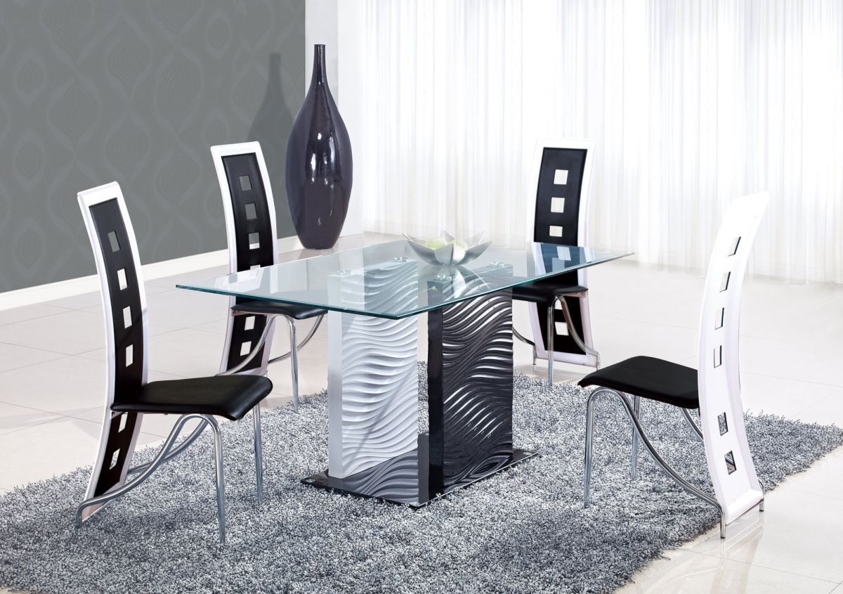 Modern Dining With Astonishing Modern Dining Room Sets With Pedestal Glass Table Furnished With Chairs On Soft Rug And Completed With Jar Decoration In Grey Color Dining Room The Best Modern Dining Room Sets