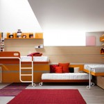 Shared Kid Design Astonishing Shared Kid Bedroom Furniture Design With Triplets In White Wall Paint Nuance Also Amazing Furniture Design And Layout In Orange And Yellow And Brown Wooden Color Accent Bedroom Various Inspiring For Kids Bedroom Furniture Design Ideas