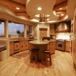 Wooden Flooring Furnished Astonishing Wooden Flooring Of Kitchen Furnished With Kitchen Island Ideas And Cupboard Completed With Sinks And Ovens Plus Pendant Lighting Get The Beautiful Kitchen Island Ideas
