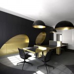 Black And Interior Astounding Black And Gold Office Interior Design Furnished With Desk Combined With Black Pedestal Chairs Plus Completed With Bowl Pendant Lamps Interior Design Trying To Make The Unique Office Interior Design