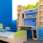 Blue And Wall Astounding Blue And White Accent Wall Color With Single Bed Completed With Nightstand And Desk Combined With Cabinet Plus Drawers Of Kids Room Storage Kids Room The Two Ideas For Making The Kids Room Storage